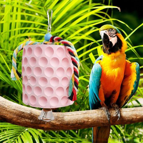 Jouet à Mâcher Extra-Large pour Oiseaux, Pierre de Calcium pour Bec avec Clochette, Accessoire pour Cage, Jouet pour Perruches, Perroquets, Hamsters, Lapins et Chinchillas (1/5)