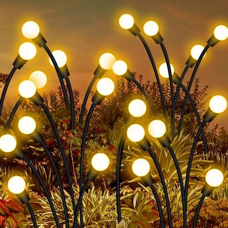 Lampe solaire extérieure forme luciole 8 LED pour décoration route cour et patio lumière blanc chaud (1/5)