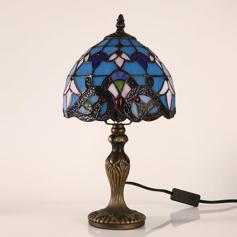 Lampe Tiffany, Vintage Vitrail Lampe Décorative, Lampe de Bureau, Lampe de Chevet, Lampe de Lecture, Lampe de Table, Pour Chambre Salon, avec une Ampoule E27 (1/5)