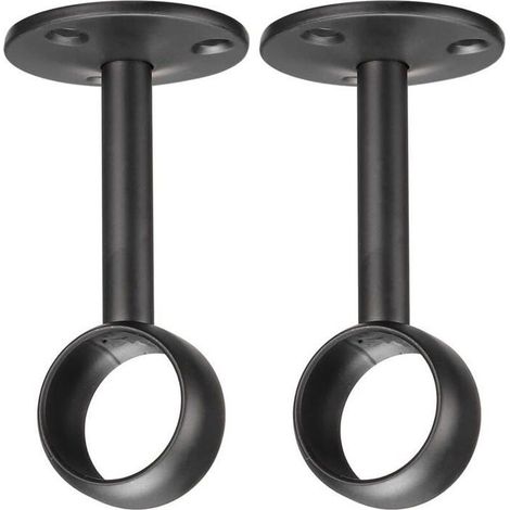 Supports de placard pour tringle à rideau, en acier inoxydable noir, 1.28 pouces, lot de 2 pièces, support de plafond YYV (1/4)