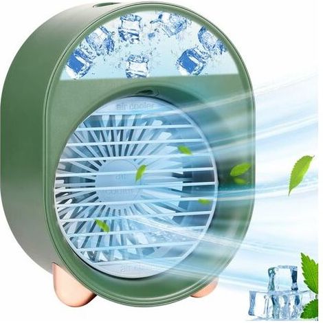 Tragbare Klimaanlage, persönlicher Luftkühler, Mini-Luftkühler, tragbarer Ventilator, mobiler Kühler, 3 Geschwindigkeitsstufen (grün) (1/4)