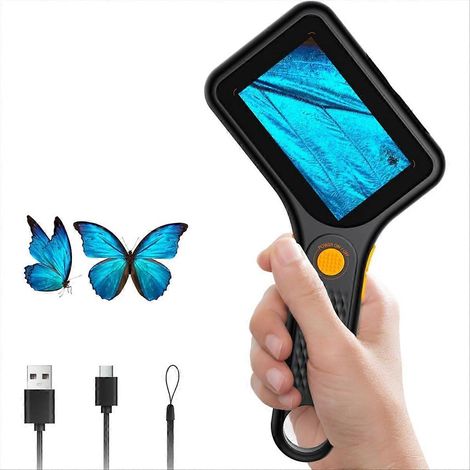 Microscope pour enfants & adultes -3″ IPS Écran, Microscope numérique, 500X Loupe à main pièces, 3 Niveau LED Lumière (1/5)