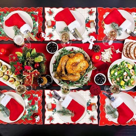 Lot de 10 sets de table de Noël, bonhomme de neige, écharpes rouges en pin, décoration de vacances, sets de table, 43 x 29 cm,A (1/4)