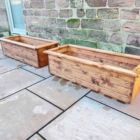 2Pc Extra Large Trough - Wood - L47.5 x W109 x H33 cm - Fully Assembled
