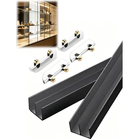 Rail de porte coulissante en verre 5 mm - Kit coulissant double canal (1/5)