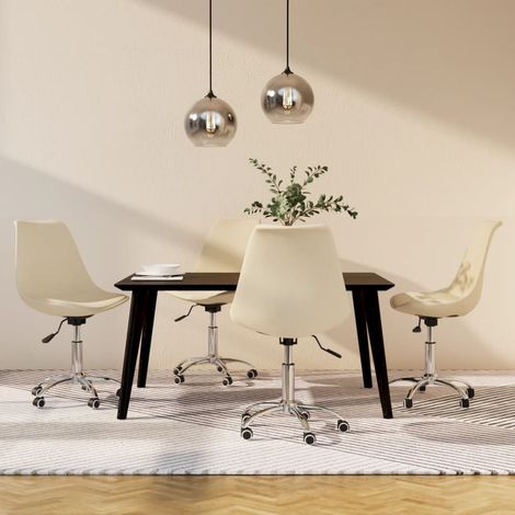 Esszimmerstühle 4 Stk. Drehbar Creme Stoff (1/5)