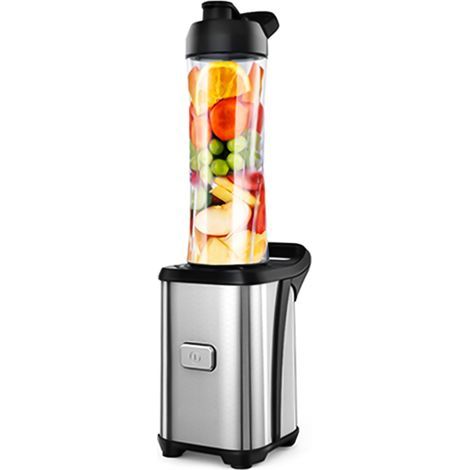Mini 350W Extracteur de jus de fruits et de légumes à usage unique, mixeur personnel de smoothie, robot de cuisine amovible, mixeur de légumes et de fruits avec 2 gobelets de sport de voyage s (1/5)