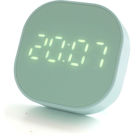 Calendrier arbitraire créatif petit réveil intelligent chambre chevet enfants étudiants LED horloge numérique minimaliste électronique (
carré vert)
