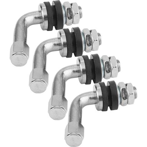 Adattatore di prolunga per valvola pneumatici a 90° – Confezione da 4 – Rame nichelato resistente alla corrosione – Per auto, camion, moto e biciclette (1/5)