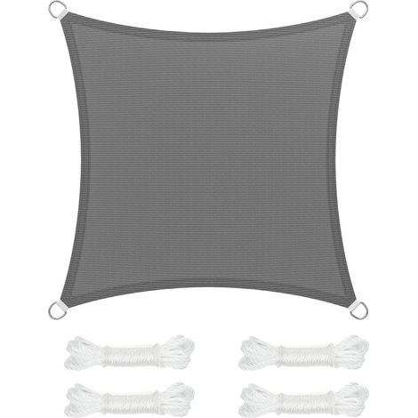 Voile d’Ombrage 3 x 3 m, Protection Solaire en Tissu HDPE,Toile Ombrage UV Protection pour Patio Jardin, Terrasse,Extérieur, Balcon,Couleur Gris Anthracite (1/5)