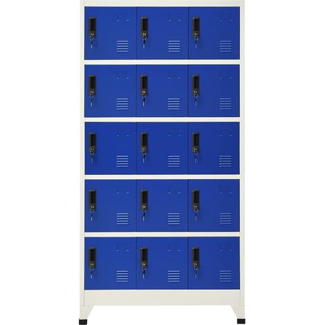 Maison Exclusive - Armadietto con Serratura Grigio e Blu 90x40x180 cm Acciaio (1/5)