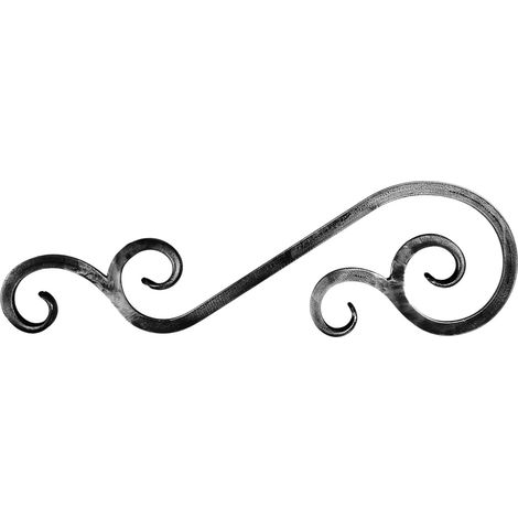 Deco Fer Forge – Décor volute 500 x 150mm – Fer forgé pour portails et portillons – Section carré 12mm – Finition durable