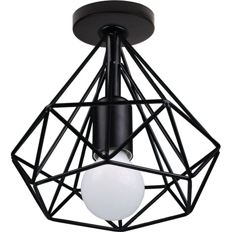 Lámpara De Techo Forma De Diamante Moderna Lustre Creativo Simple Ø20CM Para Restaurante Comedor Bar (Negro)