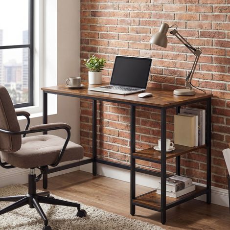 Bureau d'Ordinateur, 50,1 x 100,1 x 76,1 cm, Table Informatique, Style Moderne, pour Bureau à Domicile, Chambre à Coucher, Salon, Marron et Noir (1/5)