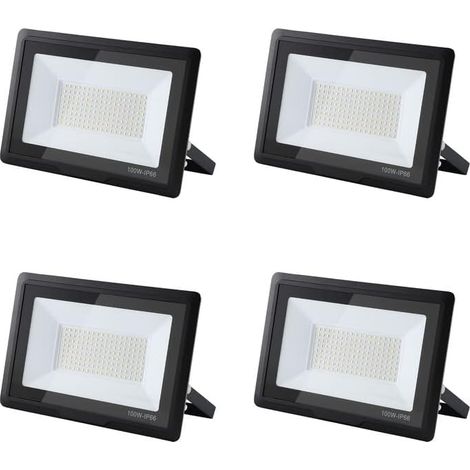 Projecteur LED Extérieur 100W, 10000LM Super Brillant, IP66 Étanche, 6000K Blanc Froid pour Garage, Jardin, Terrasse, Cour(4pcs)