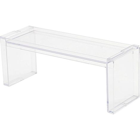 Organizer/espositore da scrivania impilabile in plastica trasparente per statuette e bambole cosmetiche. (1/5)
