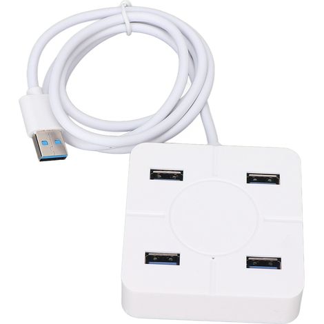 USB Hub - 4 Puertos - Compatible con Windows macOS Linux - Para Discos Duros Externos y Dispositivos USB - 300 MB/s - Blanco (1/5)