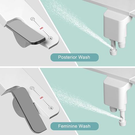 Attacco per bidet per WC UK - Attacco per bidet regolabile con acqua fredda non elettrico, ugelli a doppia pressione dell'acqua, lavaggio anteriore e posteriore, bidet con ingresso in ottone (argento) (1/4)