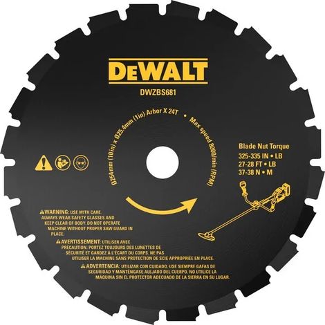 Disco da taglio Dewalt a 24 denti per decespugliatore da 54 V