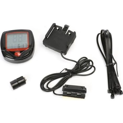 Compteur de vitesse - Black - Numérique filaire étanche - Compact - LCD - Odomètre (1/4)