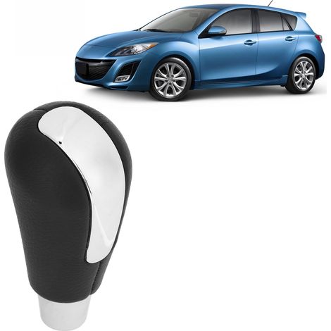 Leva del cambio per Mazda 3 2008-2011 cromata in PVC e pelle ergonomica (1/5)