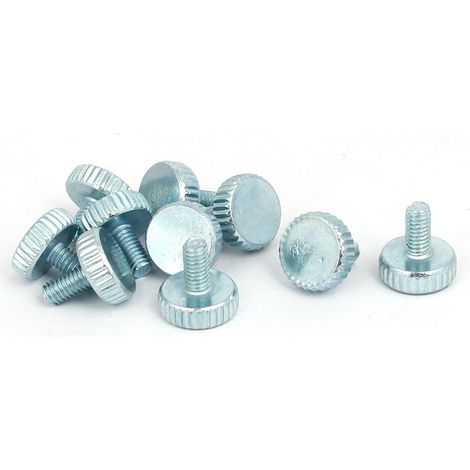 sourcing map 10pcs M4x8mm Vis à oreilles tête moletée plate entièrement filetées DE (1/2)
