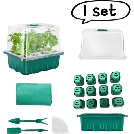 Lot de plateaux de culture en silicone à 12 trous pour semis et culture de plantes couleur verte (1/5)