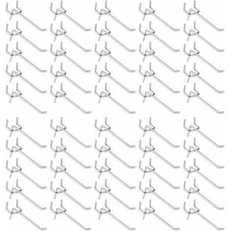 50 Pièces Crochets pour Panneau Perforé,Crochets pour étagères Murales pour Affichage Panneau Perforé Garage Magasin Outils Rangement Cintre Crochets pour étagères Murales (1/4)