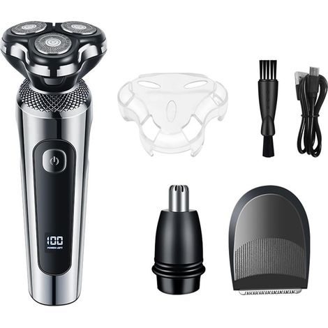 Kit de Toilettage 3 en 1 pour Hommes, Tondeuse IPX7 Rechargeable par USB avec écran Haute Définition et Accélération à un Bouton, pour Couper les Poils de la Barbe et le Nez (1/4)