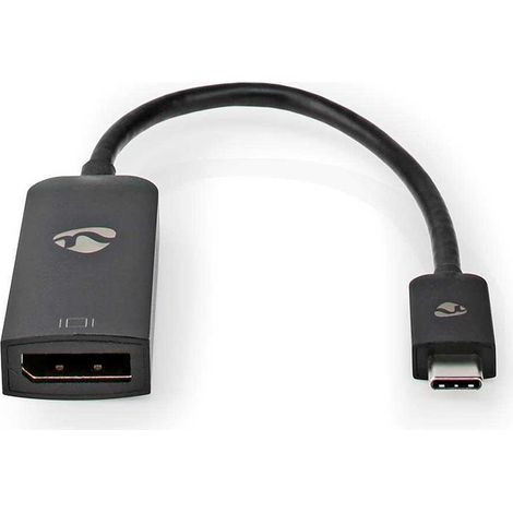 Adaptador usb c usb 32 generacion 1 usb c macho displayport hembra 8k60hz 020m redondo niquelado pvc negro caja