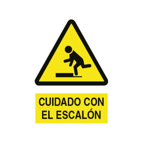 Señal poliestireno 420x297 mm + advertencia cuidado escalón