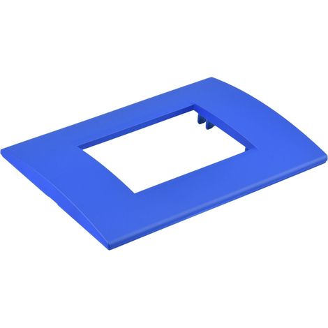 Placca Plastica Quadrata MBL 3 Moduli/Posti Compatibile Bticino Living, 15 Colori Disponibili (Blu)