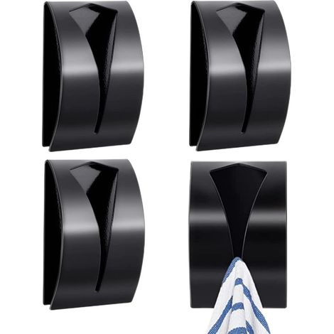 4 piezas,52,37,8 cm,ganchos de pared de acero inoxidable para cocina,soporte para paños de cocina de acero inoxidable,Clips para toallas,negro (1/5)