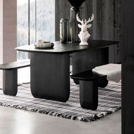 Table à manger 190x100x76 cm en bois d'acacia noir