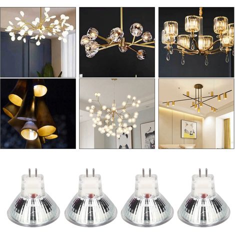 4PCS Ampoules LED MR11 12 LED 2W 300LM, Lumière d'ambiance à Double Broche, Blanc Chaud 3000K pour Éclairage Paysager (1/5)