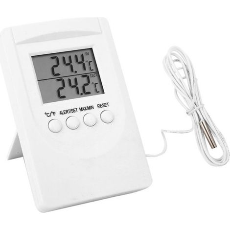 1 Thermomètre numérique, fonction alarme, sonde extérieure, affichage intérieur/extérieur, pour maison (1/5)