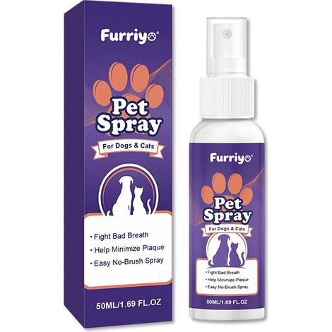 Furriyo Pet Oral Deodorant Spray freshens breath, removes odors, mild formula, suitable for cats and dogs. (1/5)