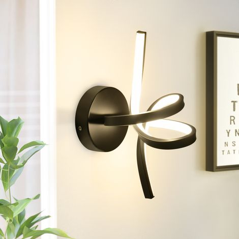 GBLY Aplique de pared interior LED, lámpara de pared negra: lámpara de pared para escalera, pasillo, salón, dormitorio, diseño moderno, iluminación de pared de aluminio - 7W, 3000K, blanco cálido
