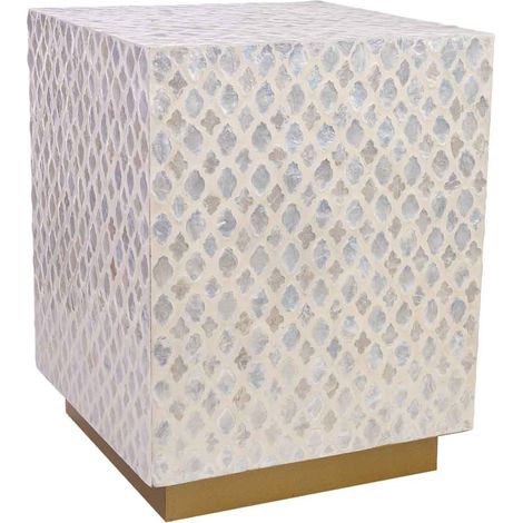 Taburete de madera y capiz beige 35x35x45h cm (1/5)
