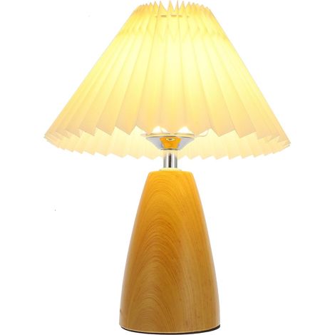 PRETYZOOM Lampe de Chevet en Bois Abat-jour Plissé, Petite Table (1/5)