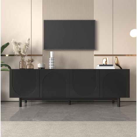 Meuble tv rangement noir moderne bois 175 cm 4 portes HAVRYA (1/5)