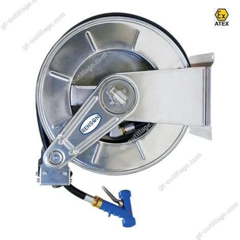 ENROULEUR INOX BASSE PRESSION EQUIPE FLEXIBLE 25M 25L/MIN RENSON (1/3)