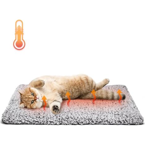 Lit chauffant auto-chauffant pour chat, avec couche réfléchissante, tapis de cage pour chien, tapis chaud pour animaux de compagnie, pour chats et chiens de petite et moyenne taille, gris, taille M (6 (1/4)