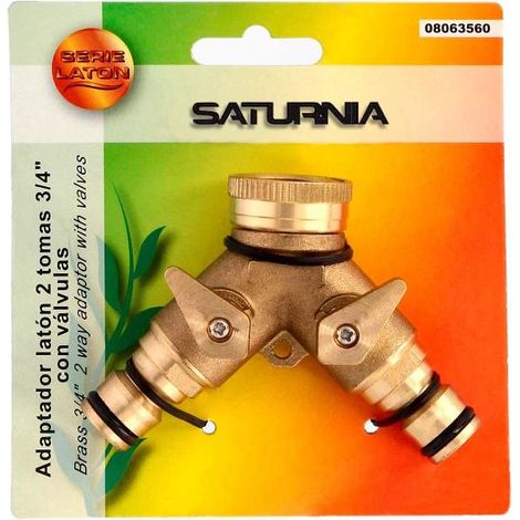 Adaptador Manguera Laton 2 tomas para Grifo 3/4 (1/2)