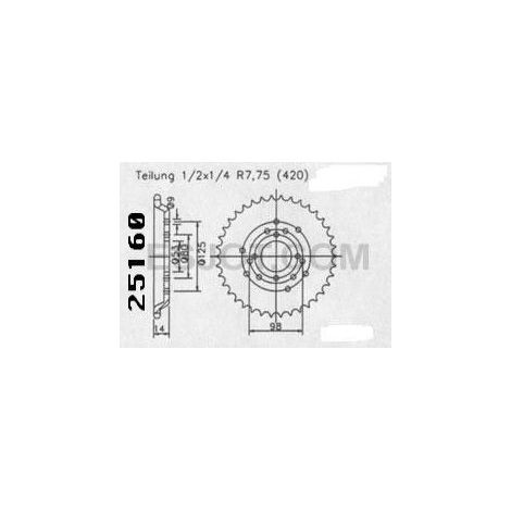 Couronne Derbi Senda/Fenix 1996 - 420 - 44 Dents - Similaire JTR2035