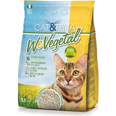 WeVegetal litière écologique super agglomérante pur maïs neutralise les odeurs 5,5 litres