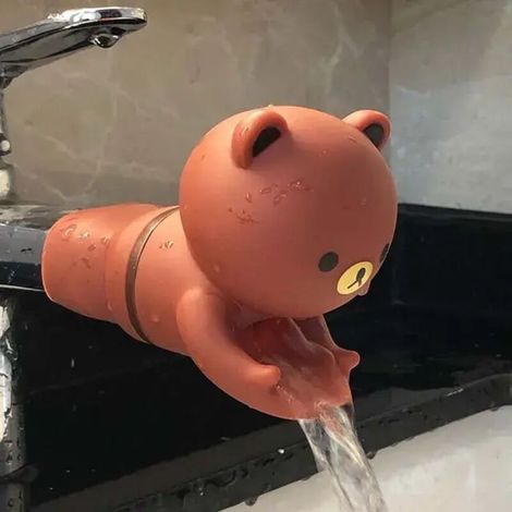 Animal Robinet Extender Enfant Enfants Aide Se Laver Les Mains Évier Robinet D'eau Extender Anti-éclaboussures Bec Extension Salle De Bains Accessoires Ours (1/5)