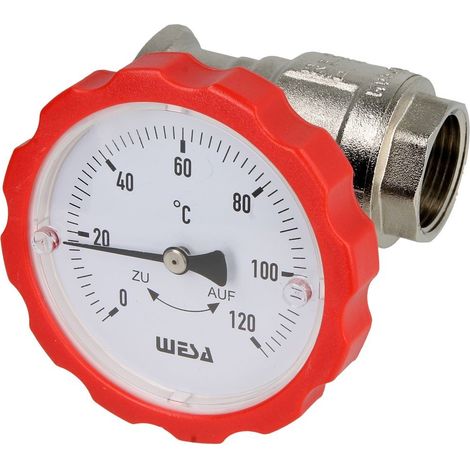 WESA-ISO-Therm robinet à bille p. pompe 1'' SKB, avec poignée thermomètre rouge