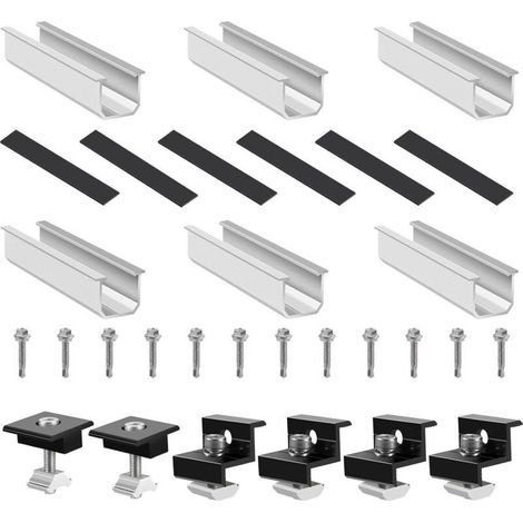 Support pour panneaux solaires réglable (30–35 mm), kit d’installation photovoltaïque pour balcon, fixation double plaque solaire avec vis et écrous inclus (1/5)