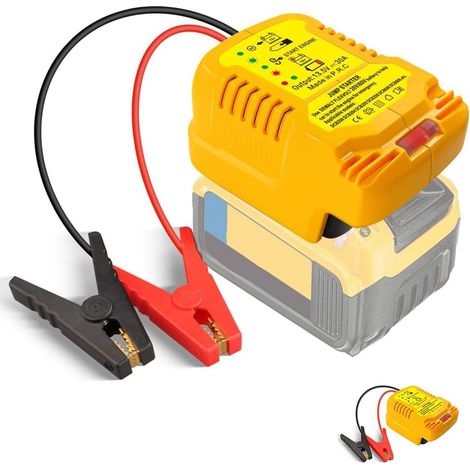 Aide au démarrage de voiture - Adaptateur pour batterie DeWalt 20 V - Booster de batterie de voiture avec câble 11 AWG - Chargeur de batterie de voiture (batterie non incluse) (1/5)